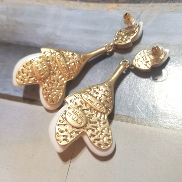 NEW Oscar De La Renta Crystal Flower Drop Earrings 3" LONG - Picture 4 of 7